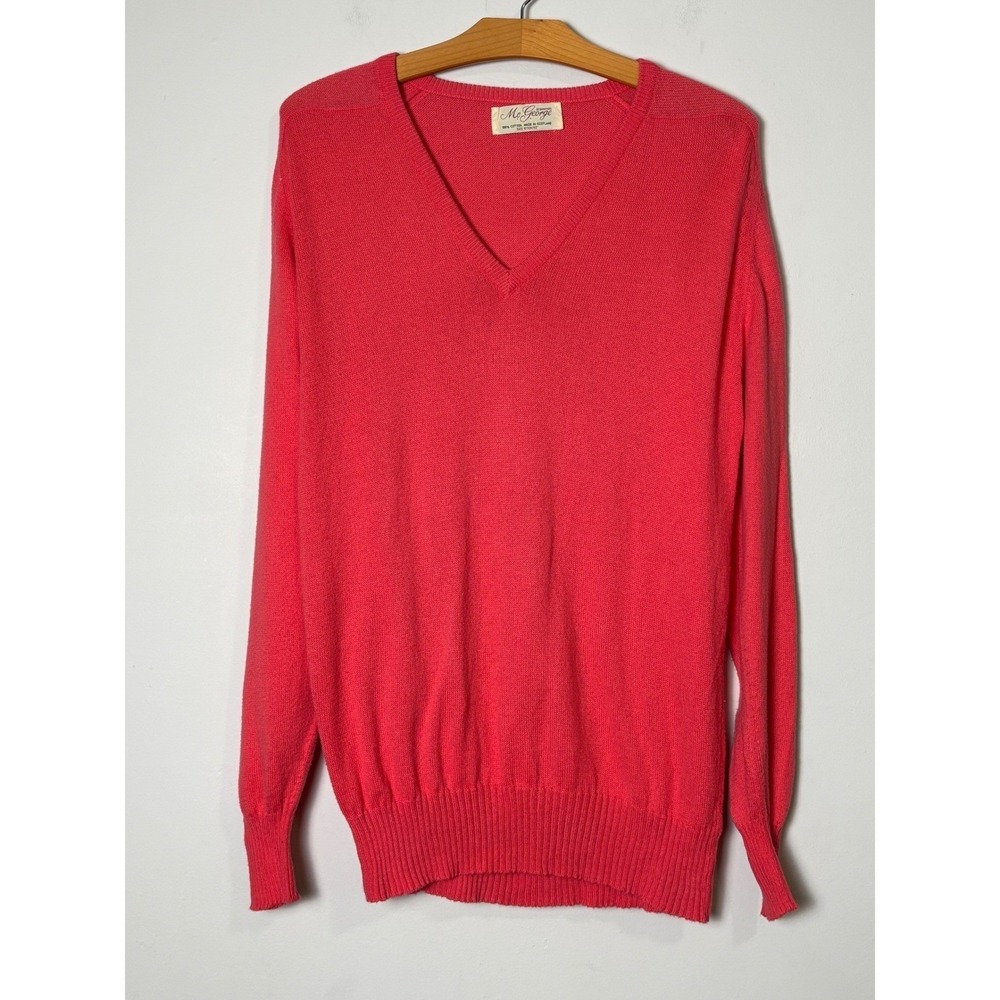 McGeorge Of Dumfries Mens V-Neck Sweater L Preppy Cotton V-Neck Scotland Grandpa